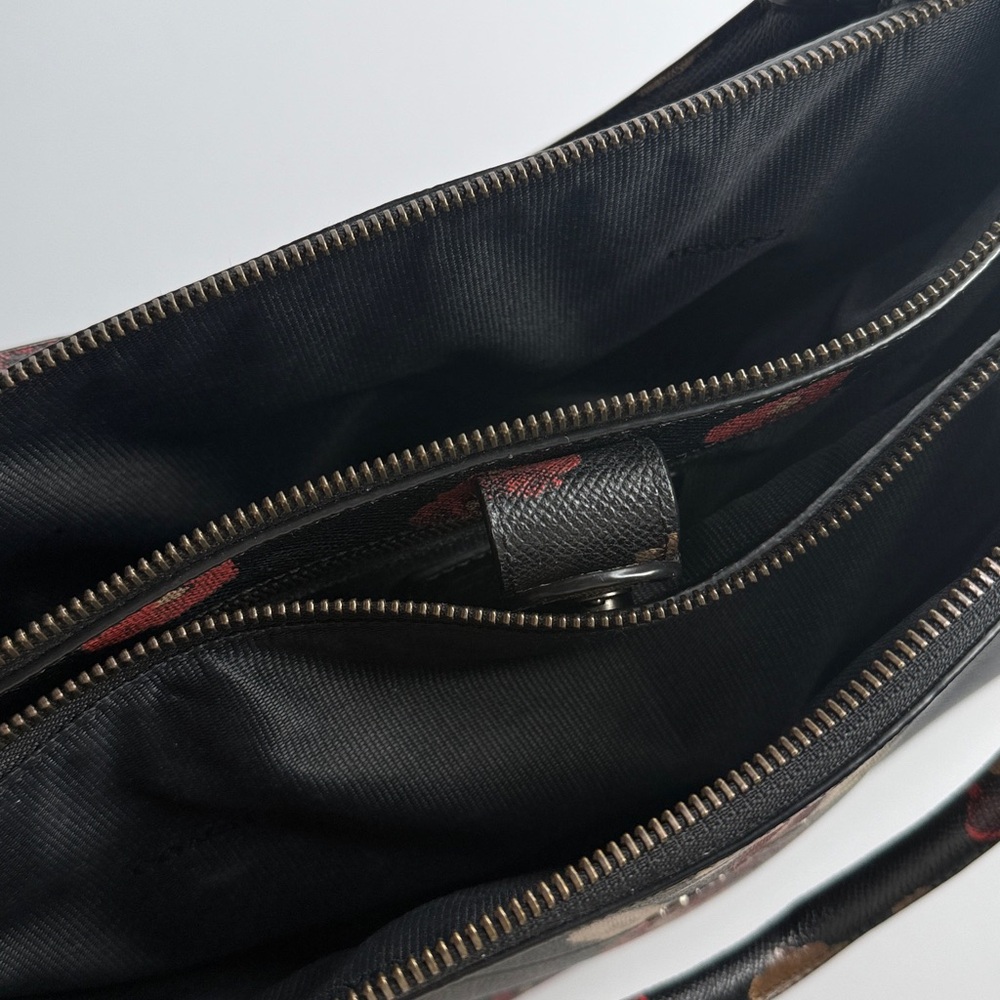 RARE Vintage COACH Borough Black,Red,Tan Floral Turnkey Crossbody Satchel #33608 - Picture 7 of 16